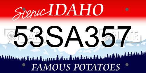 53SA357 Idaho License Plate