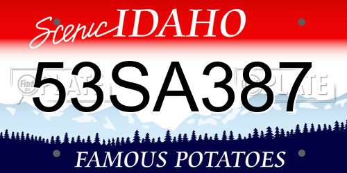 53SA387 Idaho License Plate
