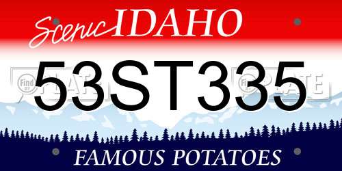 53ST335 Idaho License Plate