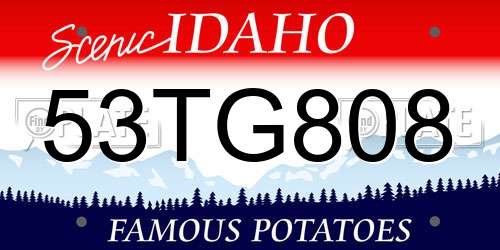 53TG808 Idaho License Plate
