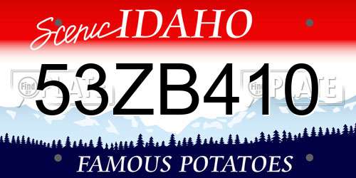 53ZB410 Idaho License Plate
