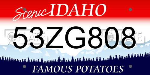 53ZG808 Idaho License Plate