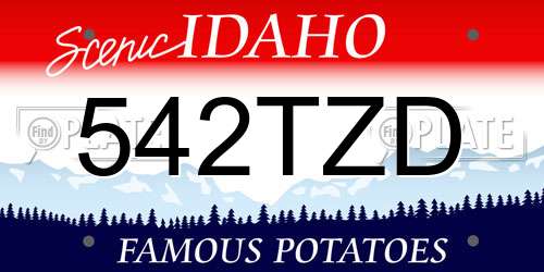 542TZD Idaho License Plate
