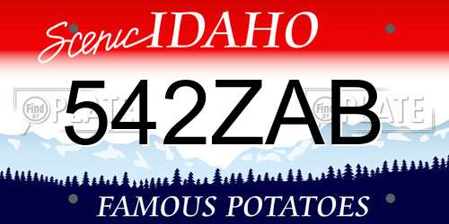542ZAB Idaho License Plate