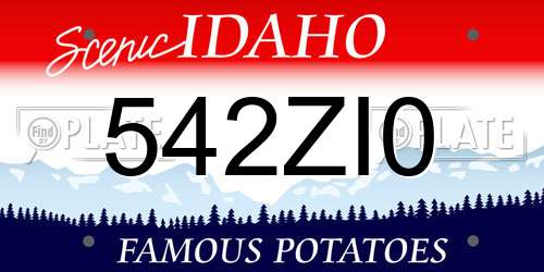 542ZI0 Idaho License Plate