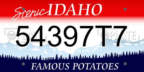 54397T7 Idaho License Plate