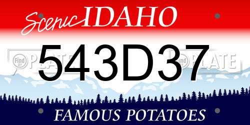 543D37 Idaho License Plate