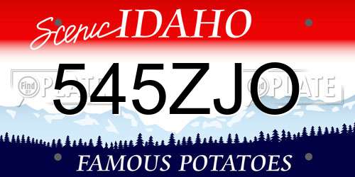 545ZJO Idaho License Plate
