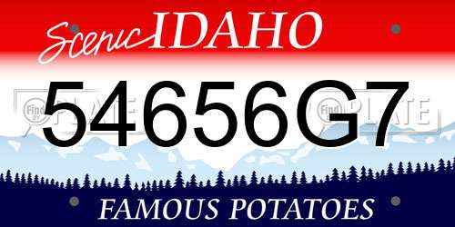 54656G7 Idaho License Plate