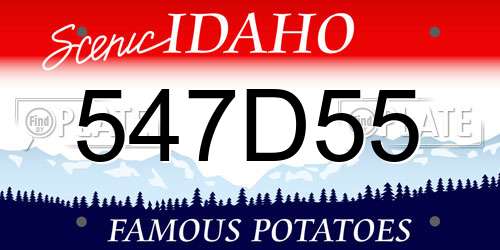 547D55 Idaho License Plate