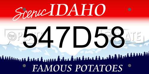 547D58 Idaho License Plate