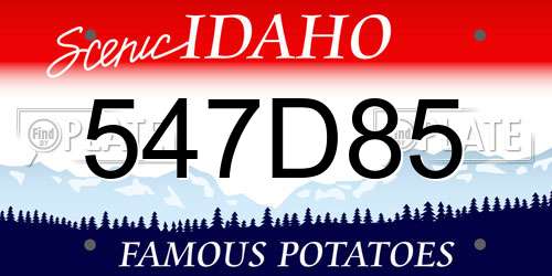 547D85 Idaho License Plate