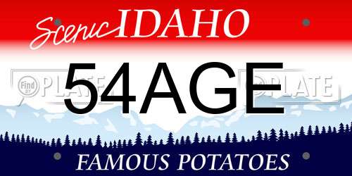 54AGE Idaho License Plate