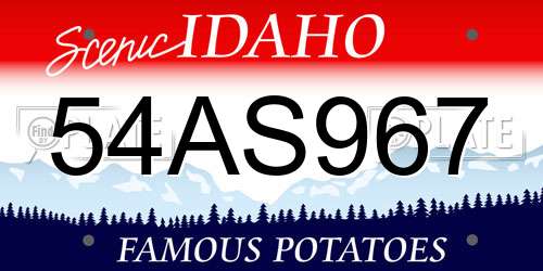54AS967 Idaho License Plate