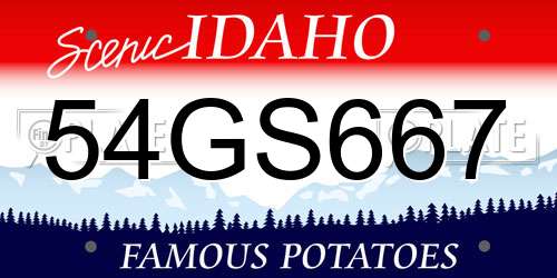 54GS667 Idaho License Plate