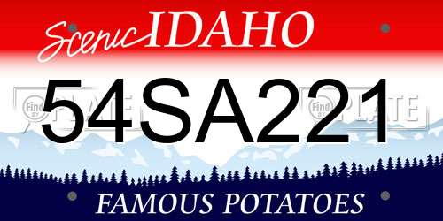 54SA221 Idaho License Plate