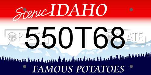 550T68 Idaho License Plate