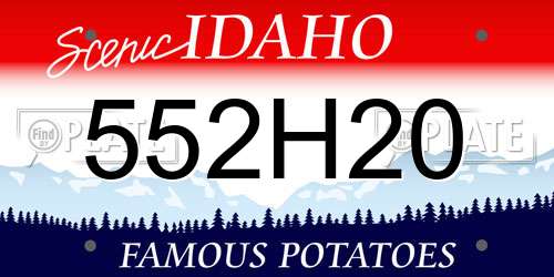 552H20 Idaho License Plate