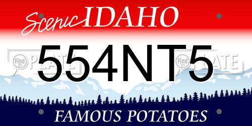 554NT5 Idaho License Plate