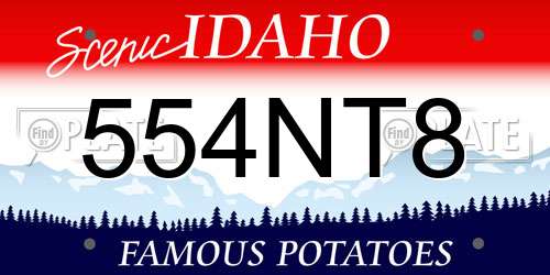 554NT8 Idaho License Plate