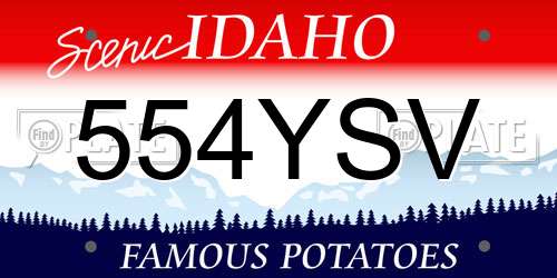 554YSV Idaho License Plate