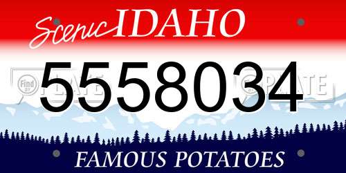5558034 Idaho License Plate