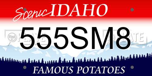 555SM8 Idaho License Plate