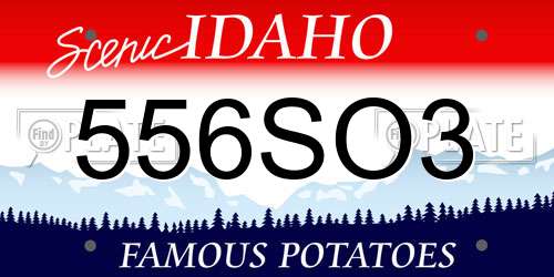 556SO3 Idaho License Plate