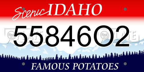 55846O2 Idaho License Plate