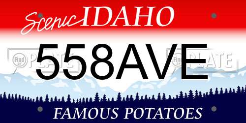 558AVE Idaho License Plate