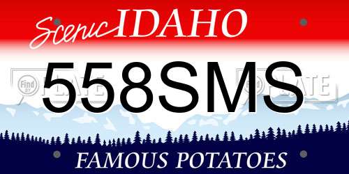 558SMS Idaho License Plate