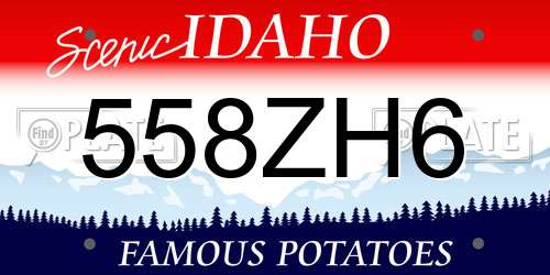 558ZH6 Idaho License Plate