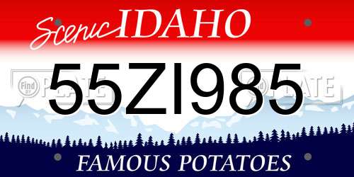 55ZI985 Idaho License Plate