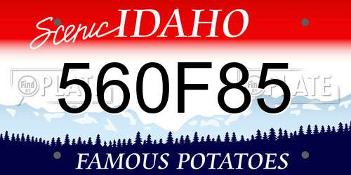 560F85 Idaho License Plate