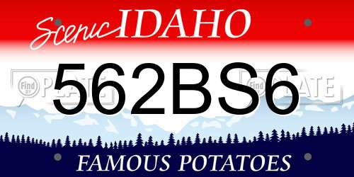 562BS6 Idaho License Plate