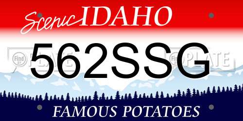 562SSG Idaho License Plate