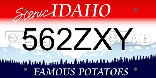 562ZXY Idaho License Plate