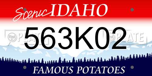 563K02 Idaho License Plate