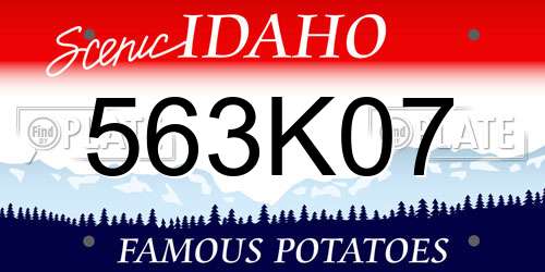 563K07 Idaho License Plate