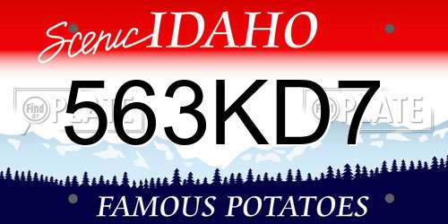 563KD7 Idaho License Plate
