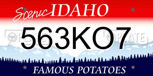 563KO7 Idaho License Plate