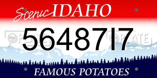 56487I7 Idaho License Plate