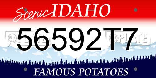 56592T7 Idaho License Plate
