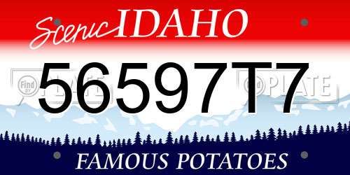 56597T7 Idaho License Plate