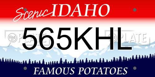 565KHL Idaho License Plate