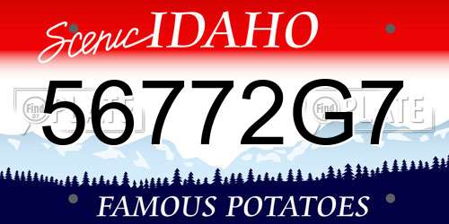 56772G7 Idaho License Plate