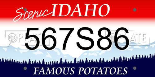 567S86 Idaho License Plate