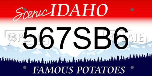 567SB6 Idaho License Plate