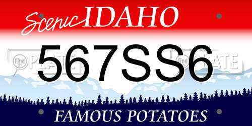 567SS6 Idaho License Plate