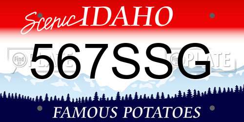 567SSG Idaho License Plate